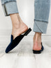 Corkys Spotlight Slip On Mule Shoes in Navy Velvet