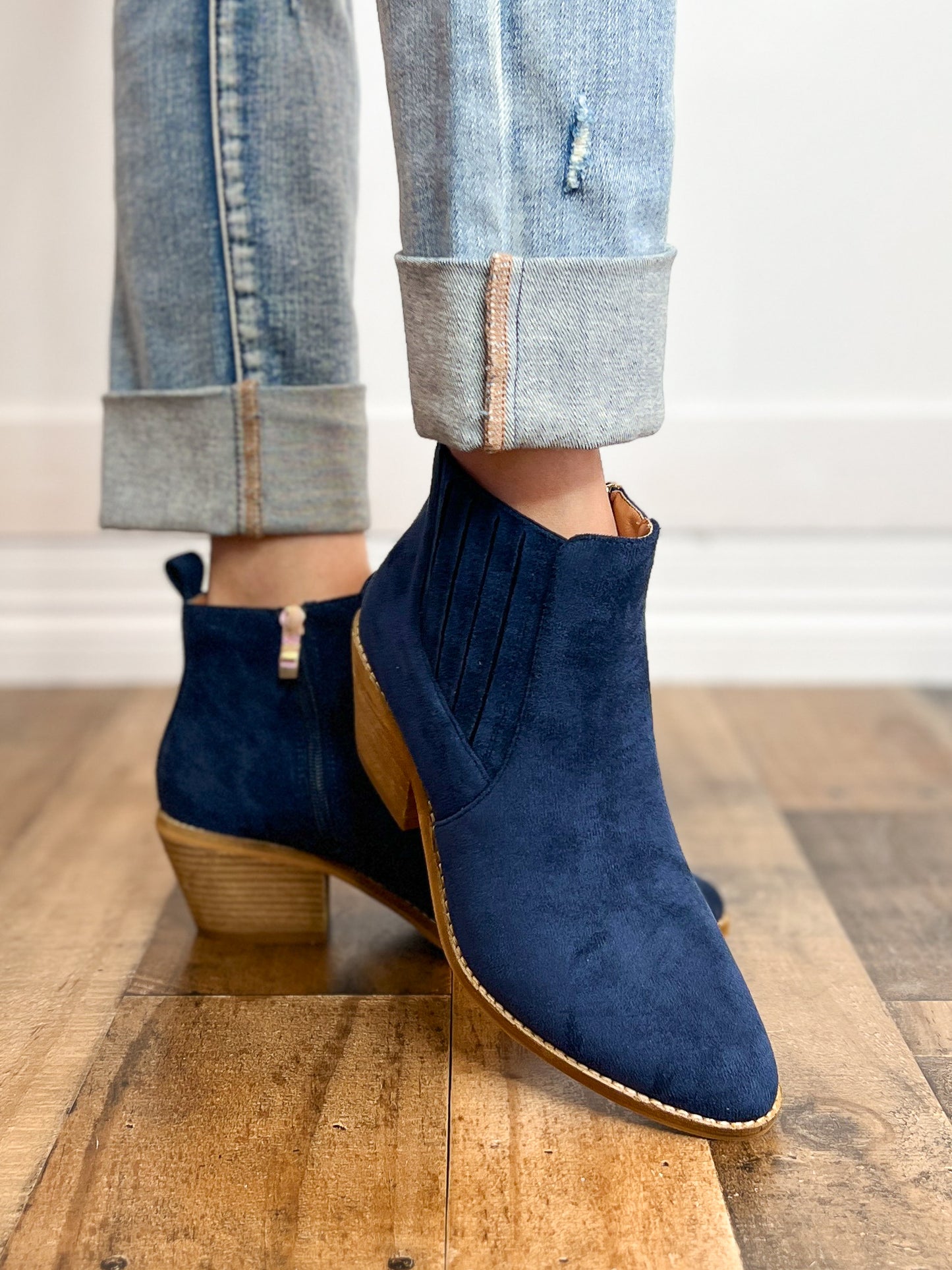 Corkys Potion Booties in Navy Suede