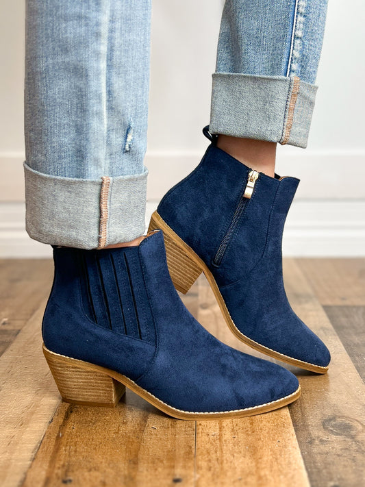 Corkys Potion Booties in Navy Suede
