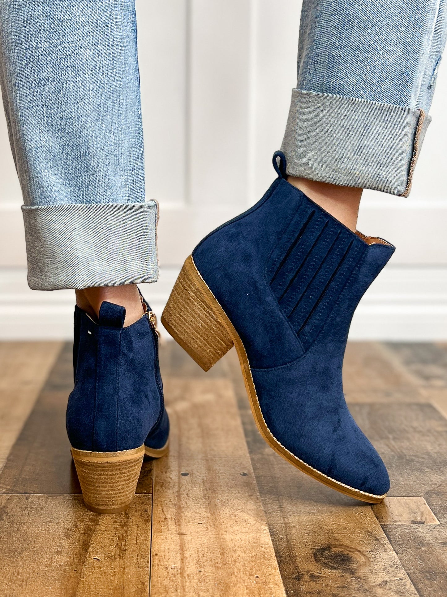 Corkys Potion Booties in Navy Suede