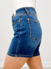 Judy Blue FORTUNE Two Button Mid Length Dad Denim Shorts