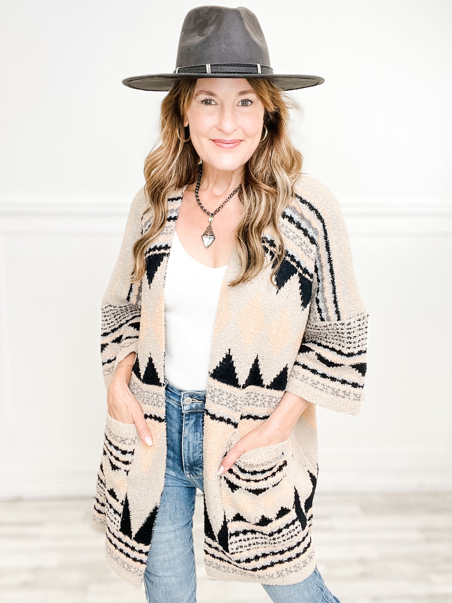 Tribal Pattern Luxury Soft Cardigan with Pockets