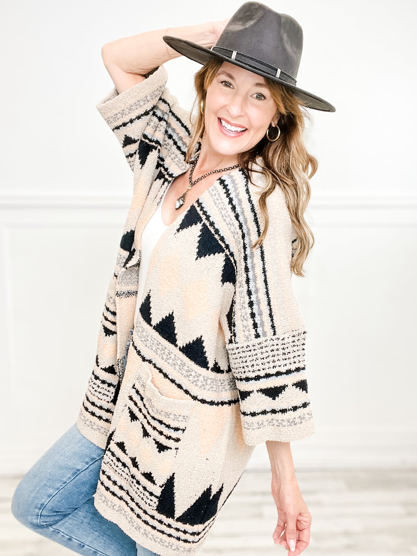 Tribal Pattern Luxury Soft Cardigan with Pockets