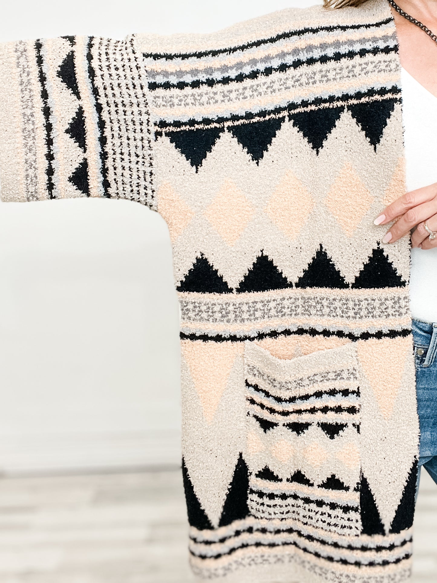 Tribal Pattern Luxury Soft Cardigan with Pockets