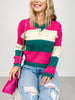 Color Block V-Neck Knit Sweater Top