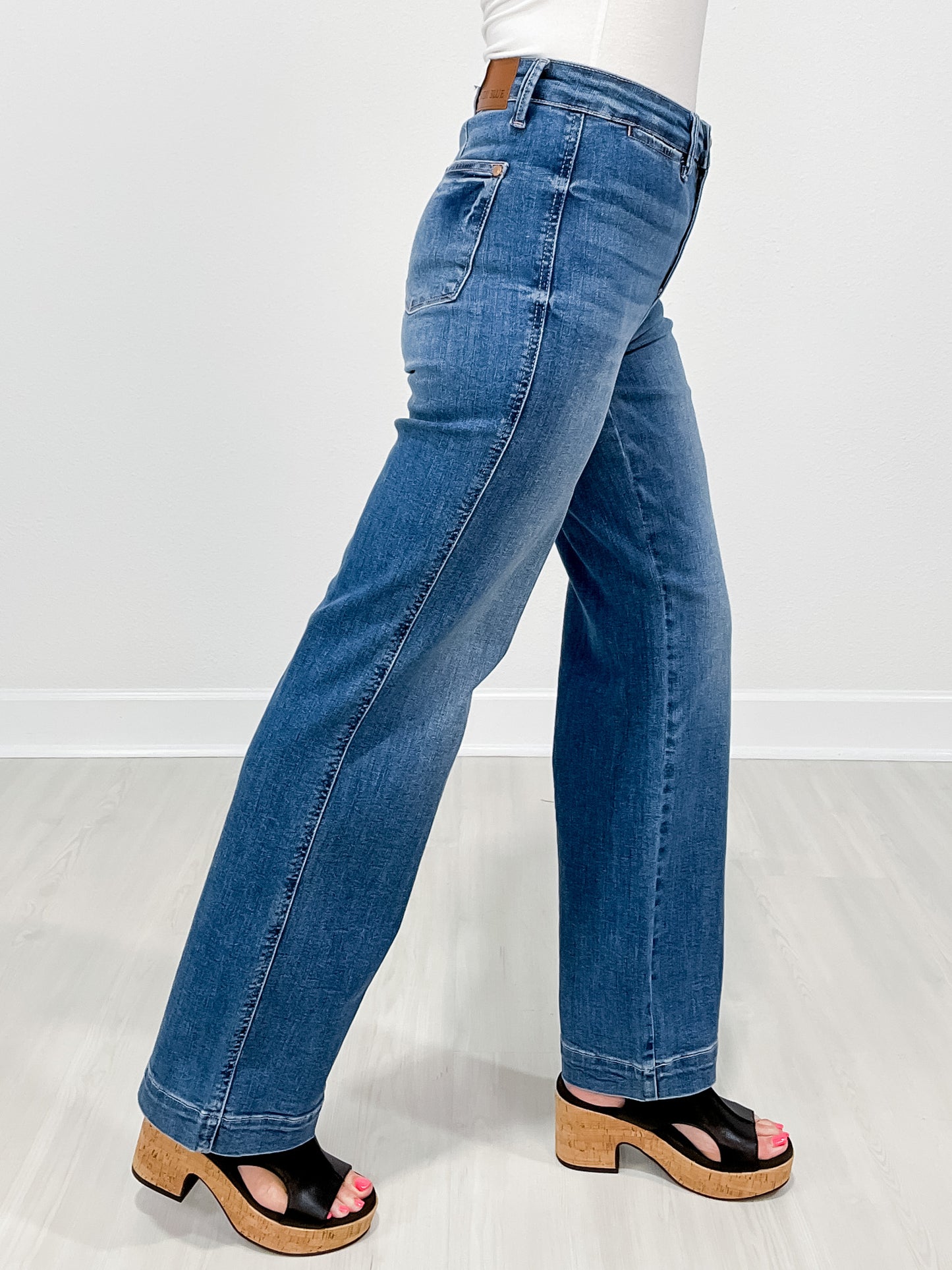 Judy Blue SLAYER High Waist Contrast Thread Straight Leg Trouser Jeans