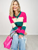 Color Block V-Neck Knit Sweater Top