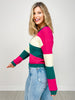 Color Block V-Neck Knit Sweater Top