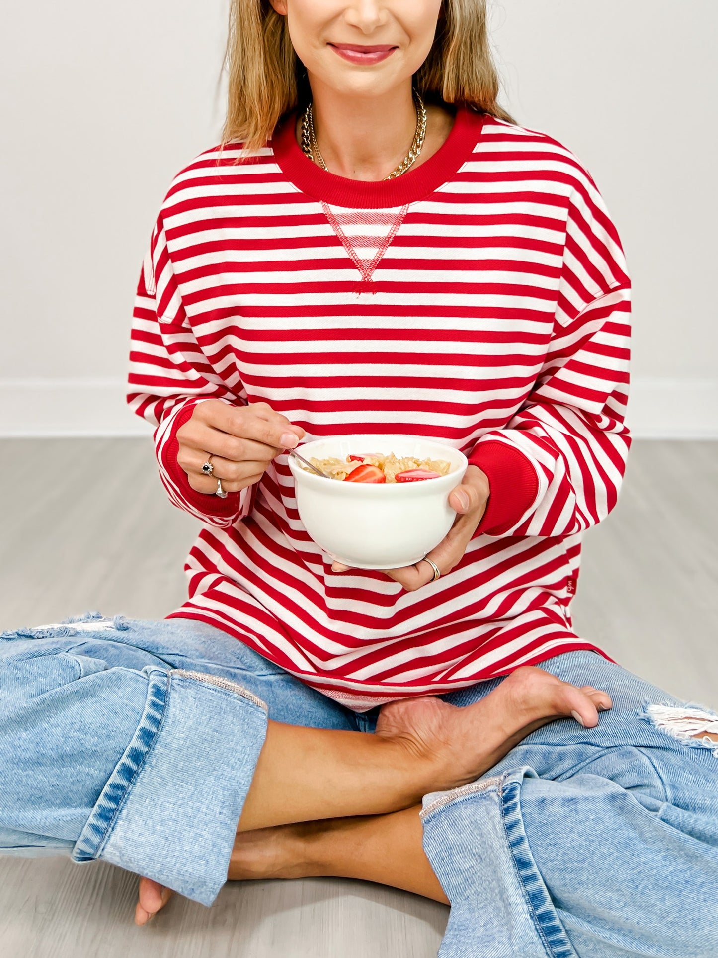 Long Sleeve Striped Knit Top
