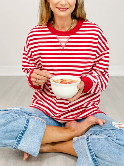Long Sleeve Striped Knit Top