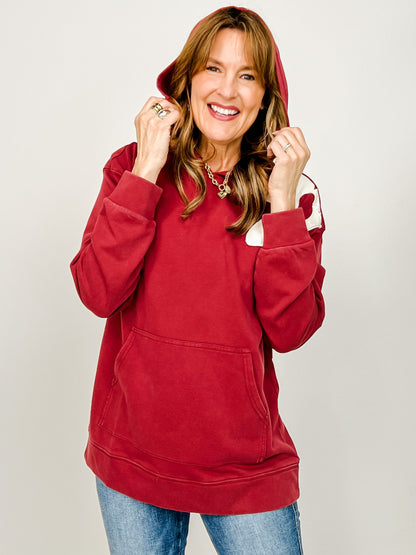 Long Sleeve Floral Patched Hoodie Top