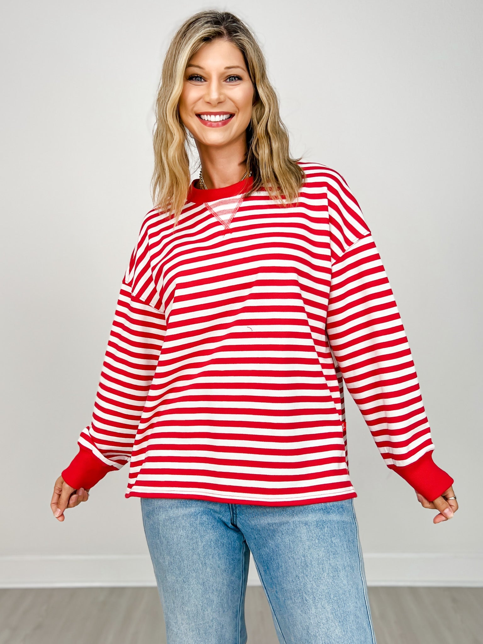 Long Sleeve Striped Knit Top