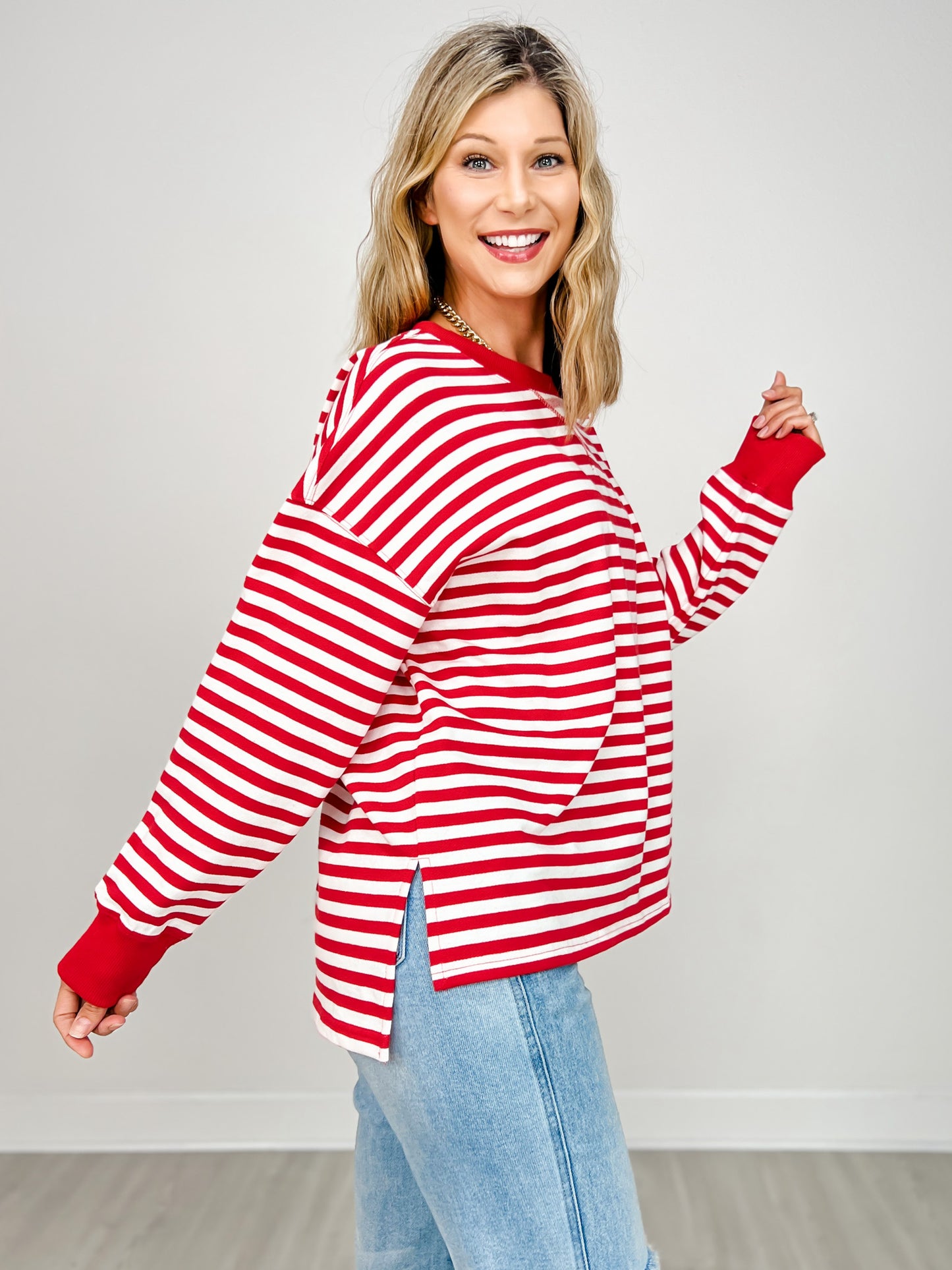 Long Sleeve Striped Knit Top