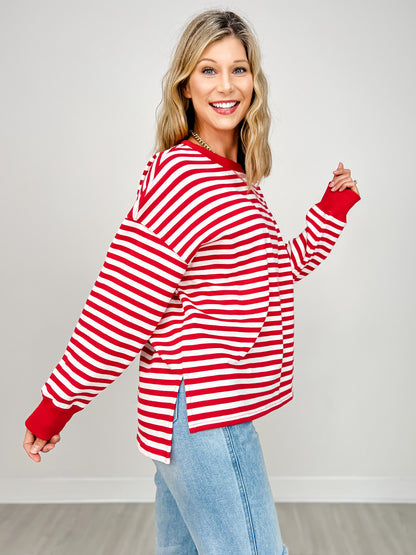 Long Sleeve Striped Knit Top