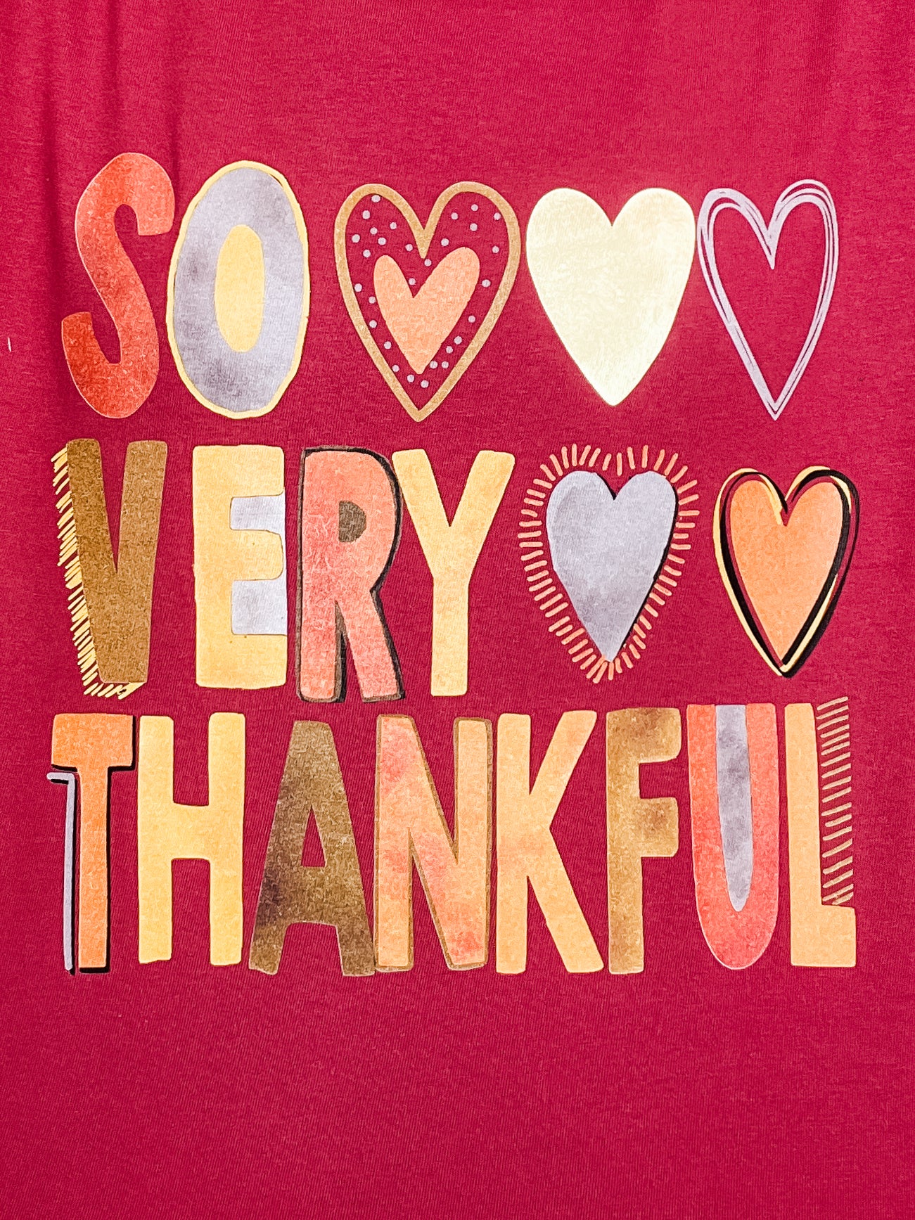 So Very Thankful Gold Foil Graphic Top