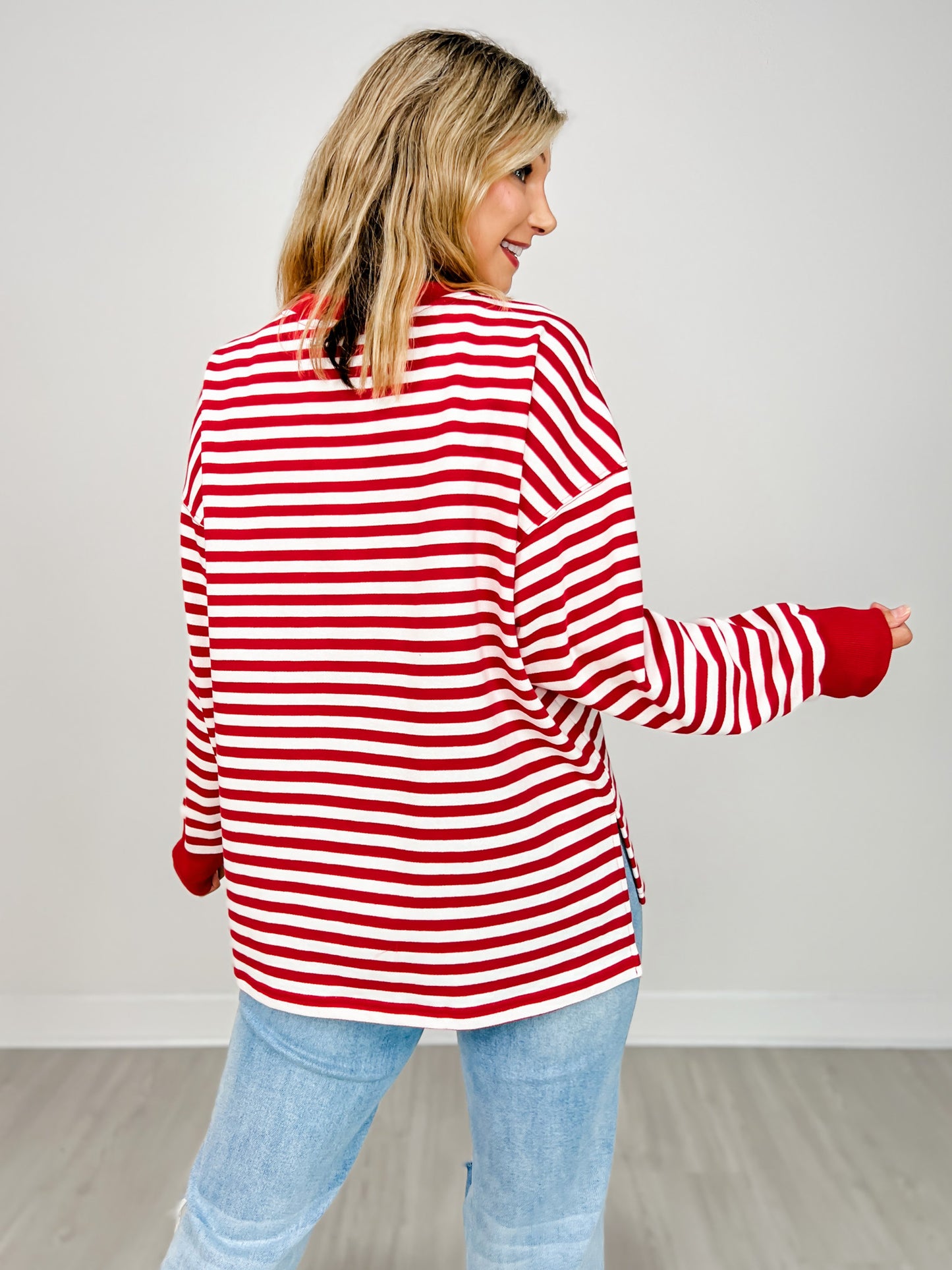 Long Sleeve Striped Knit Top