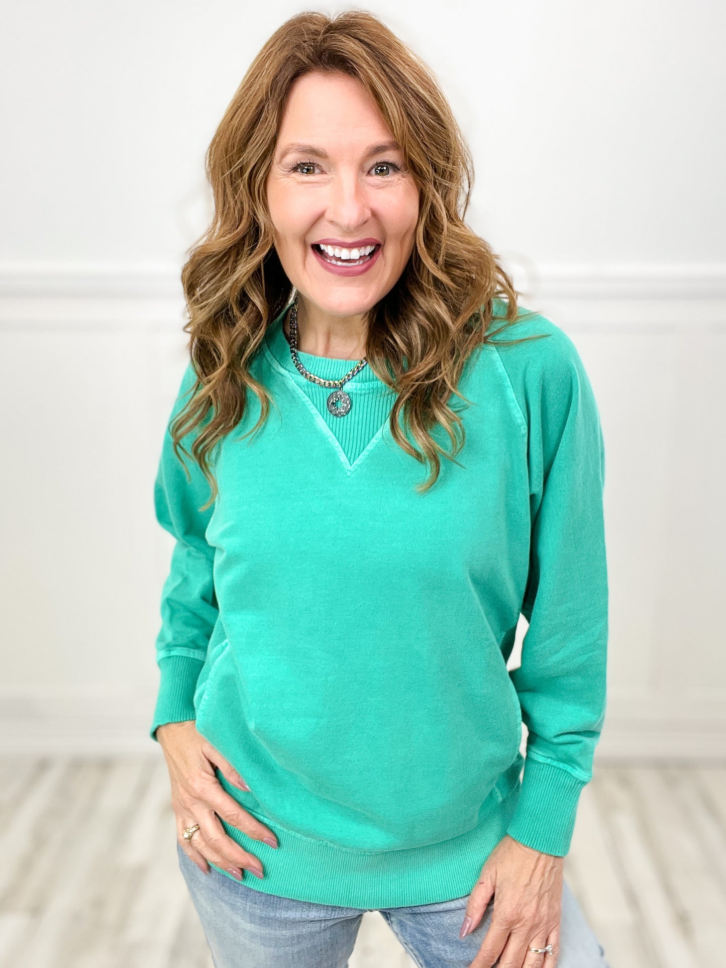 The Good Old Days Terry Pullover Top-MORE COLORS