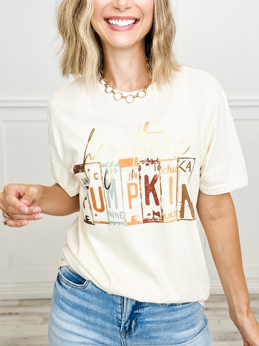 Hey There Pumpkin Gold Foil Graphic Top