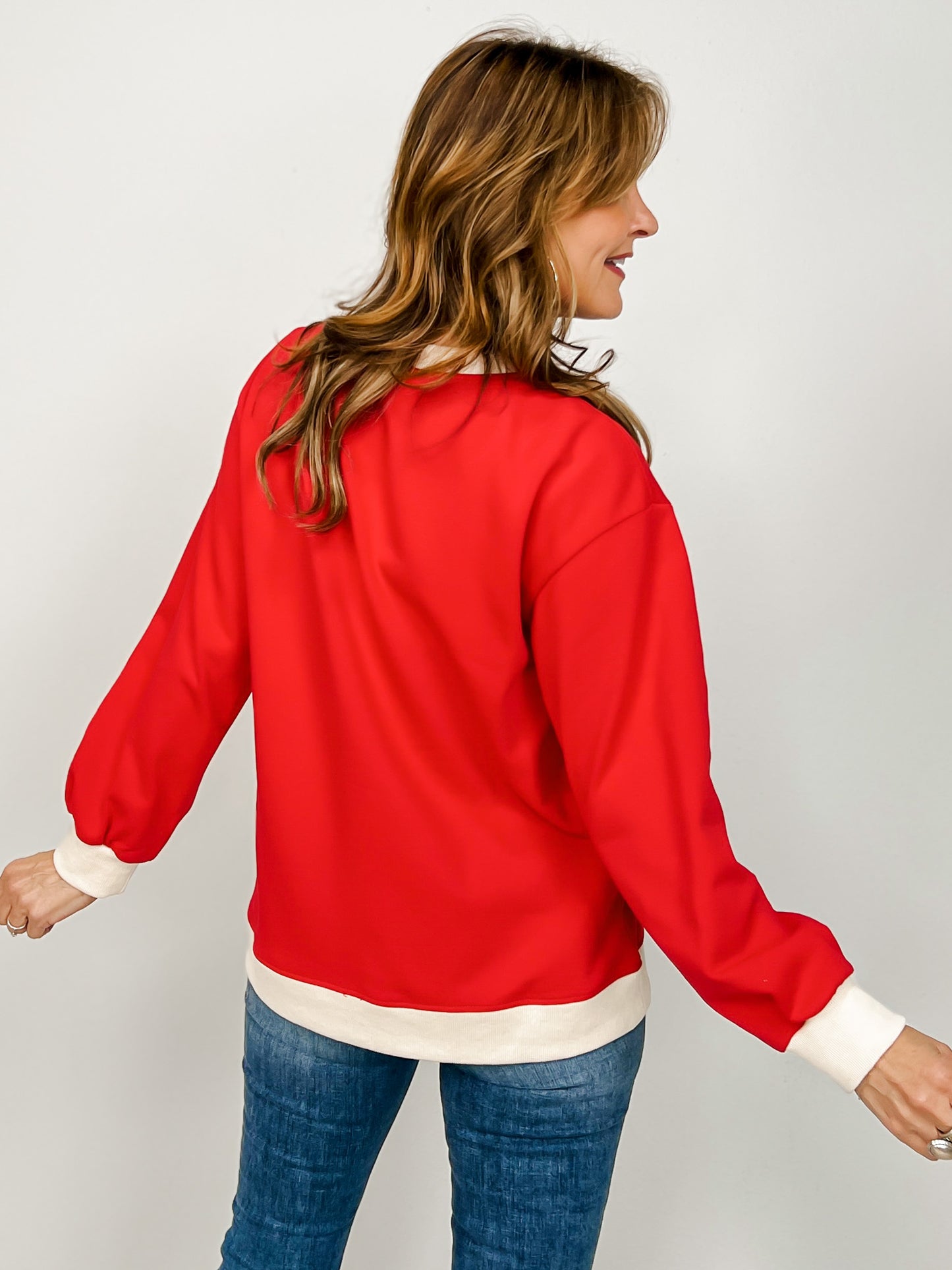 Striped Floral Patched Long Sleeve Top