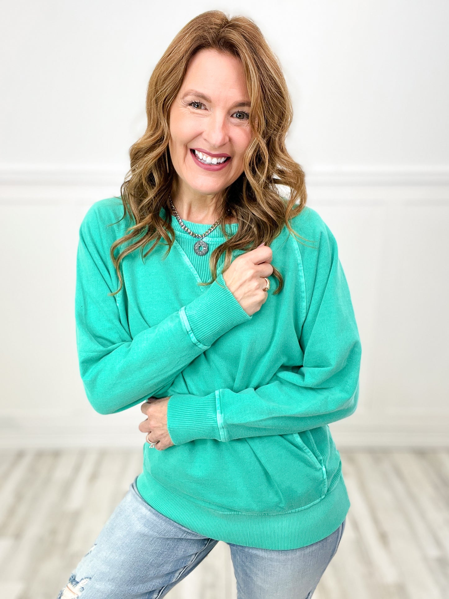 The Good Old Days Terry Pullover Top-MORE COLORS