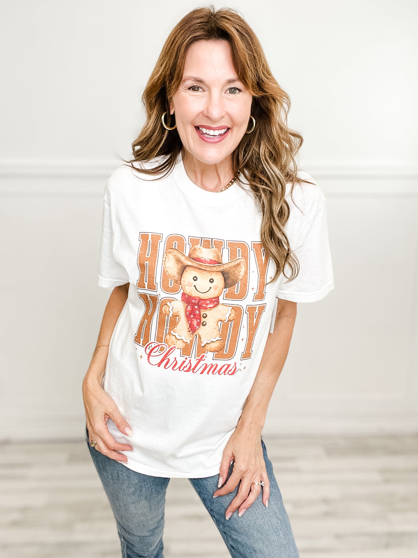 Howdy Christmas Gingerbread Man Graphic Top