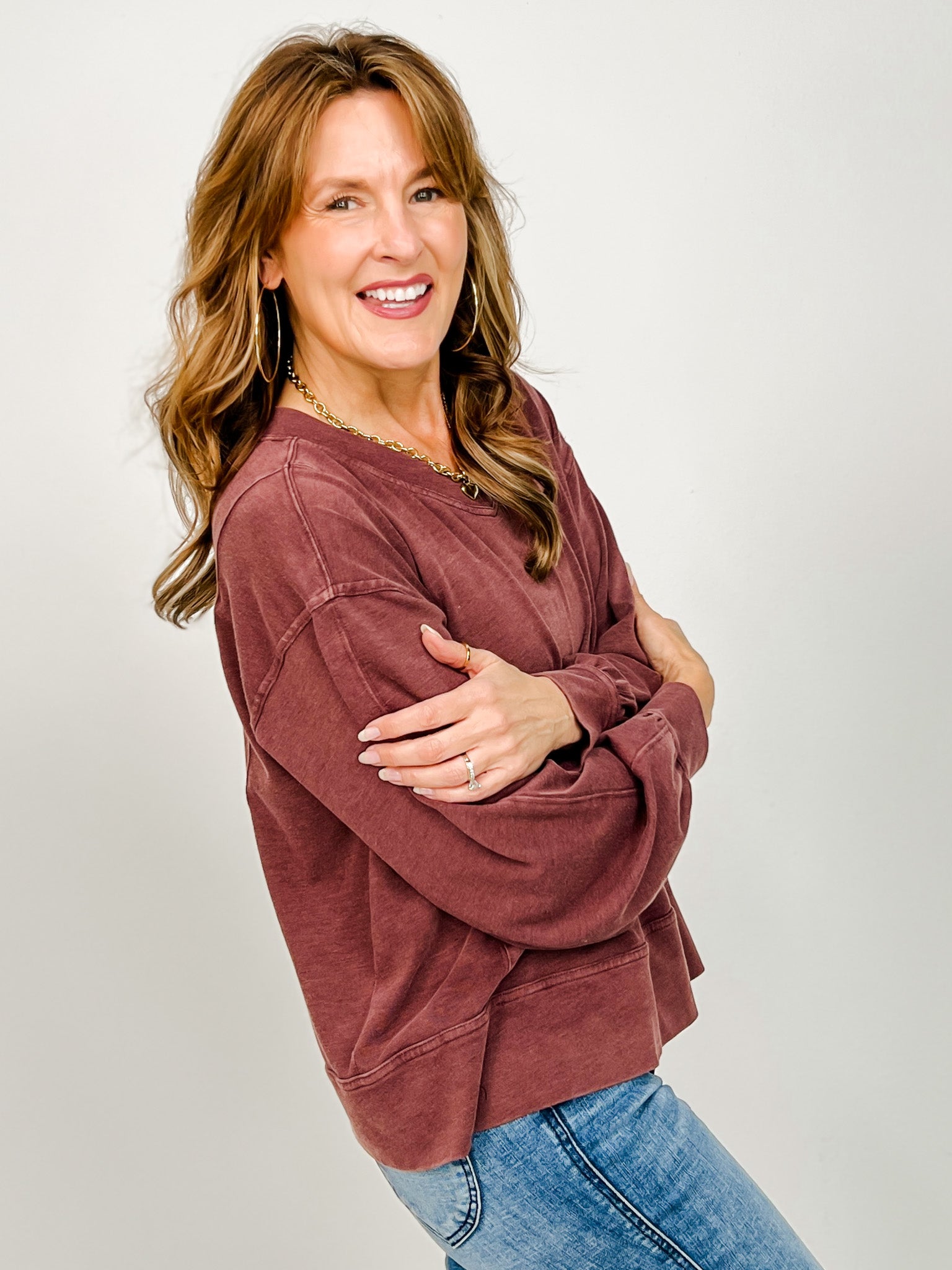 Cotton Poly Long Sleeve Top