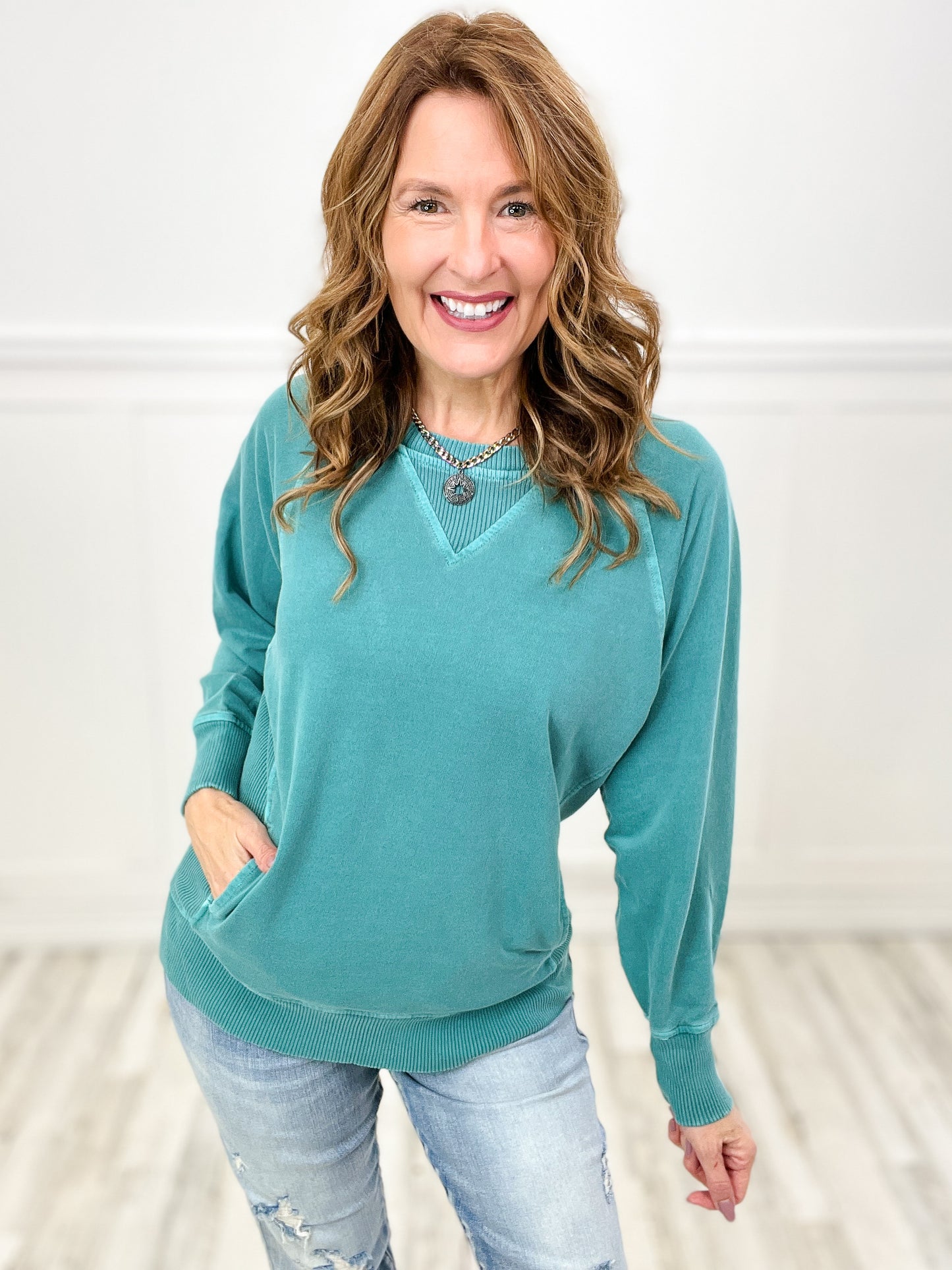 The Good Old Days Terry Pullover Top-MORE COLORS