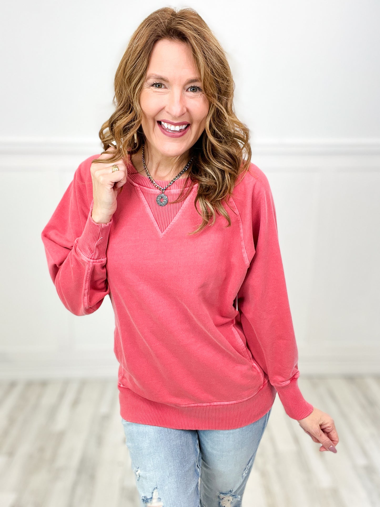 The Good Old Days Terry Pullover Top-MORE COLORS