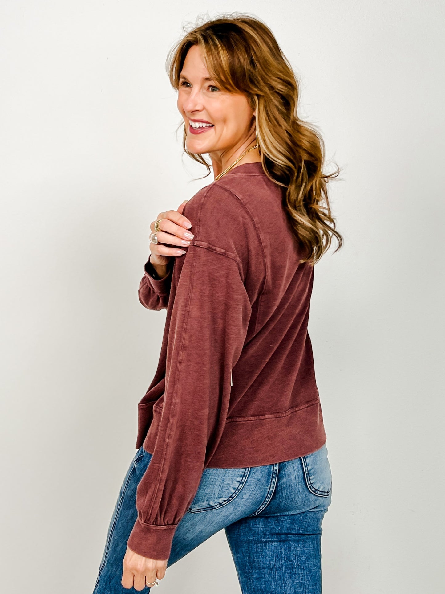 Cotton Poly Long Sleeve Top
