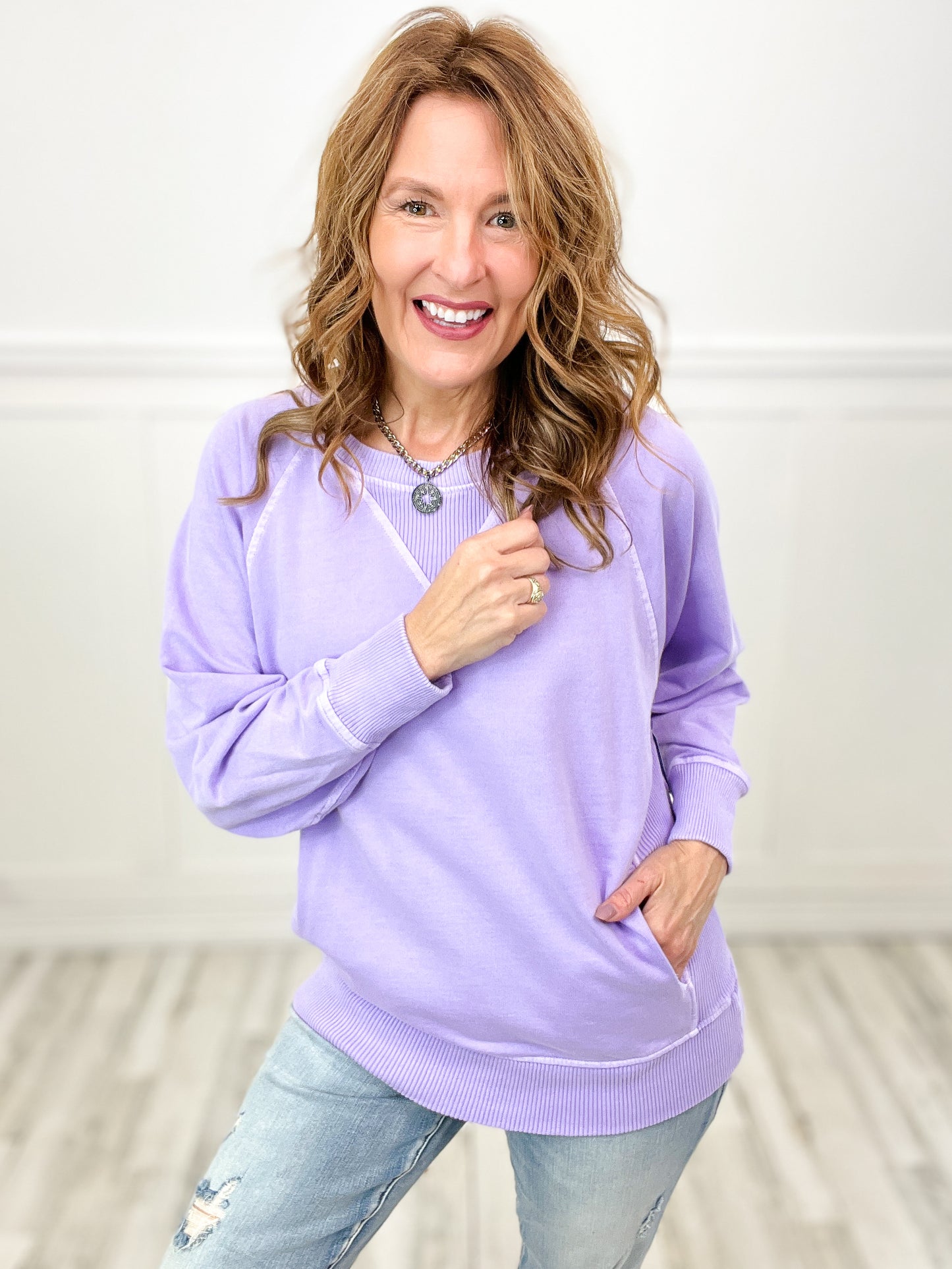 The Good Old Days Terry Pullover Top-MORE COLORS