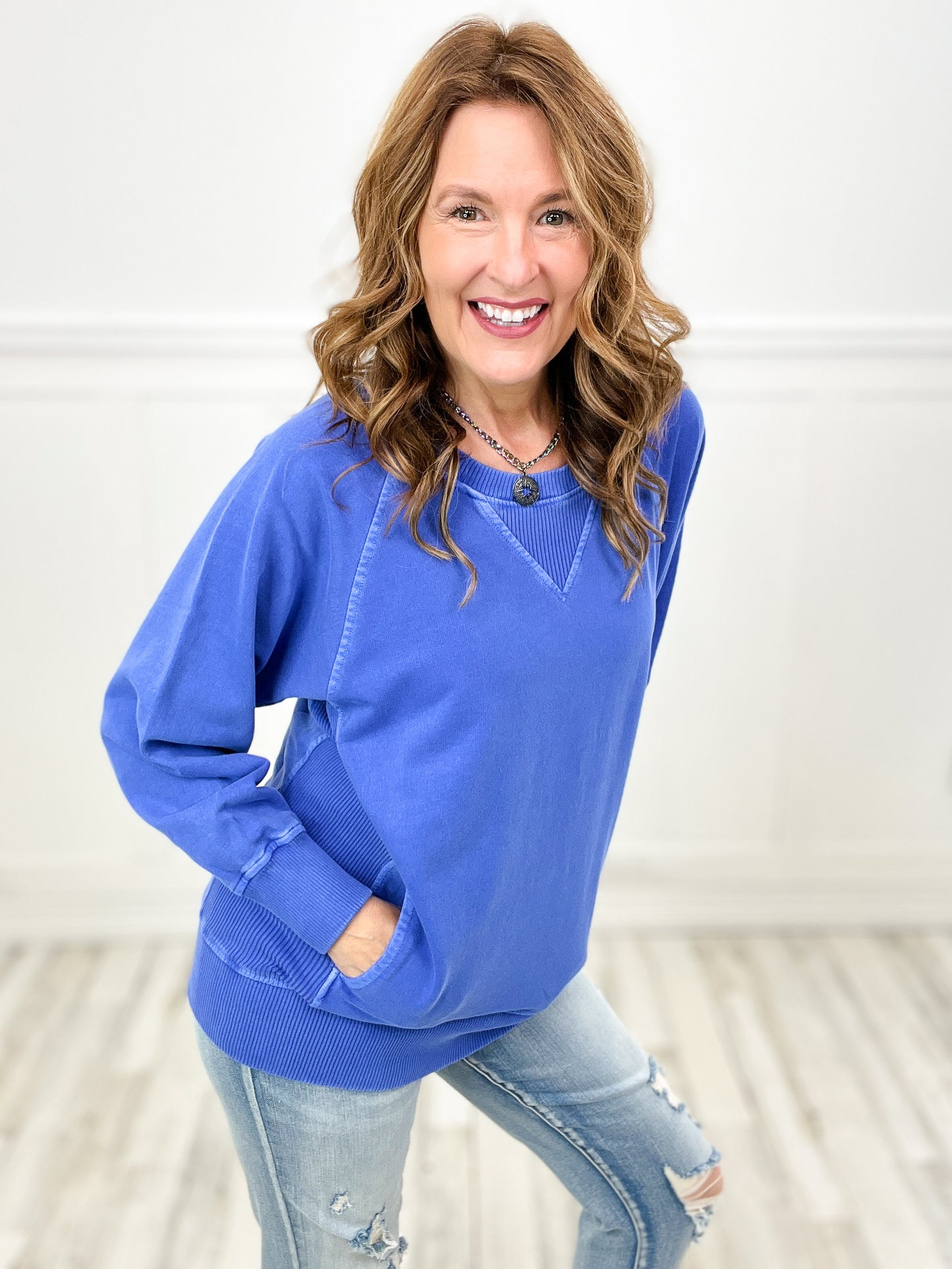 The Good Old Days Terry Pullover Top-MORE COLORS