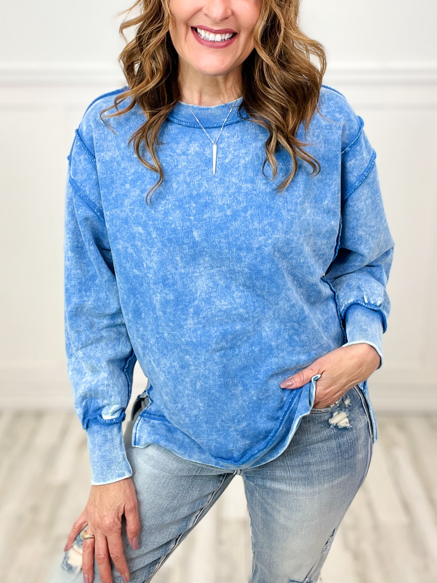 Who Knows How Long Acid Wash Pullover – Emma Lou's Boutique
