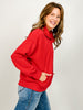 Long Sleeve Poly Span Quarter Zip Funnel Neck Top
