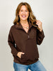 Long Sleeve Poly Span Quarter Zip Funnel Neck Top