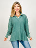 Waffle Ribbed Polo Tunic Top
