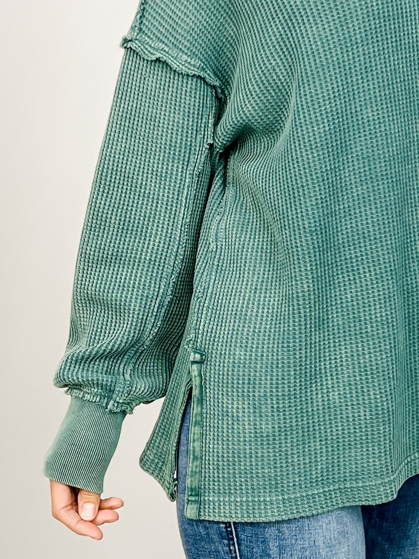 Waffle Ribbed Polo Tunic Top