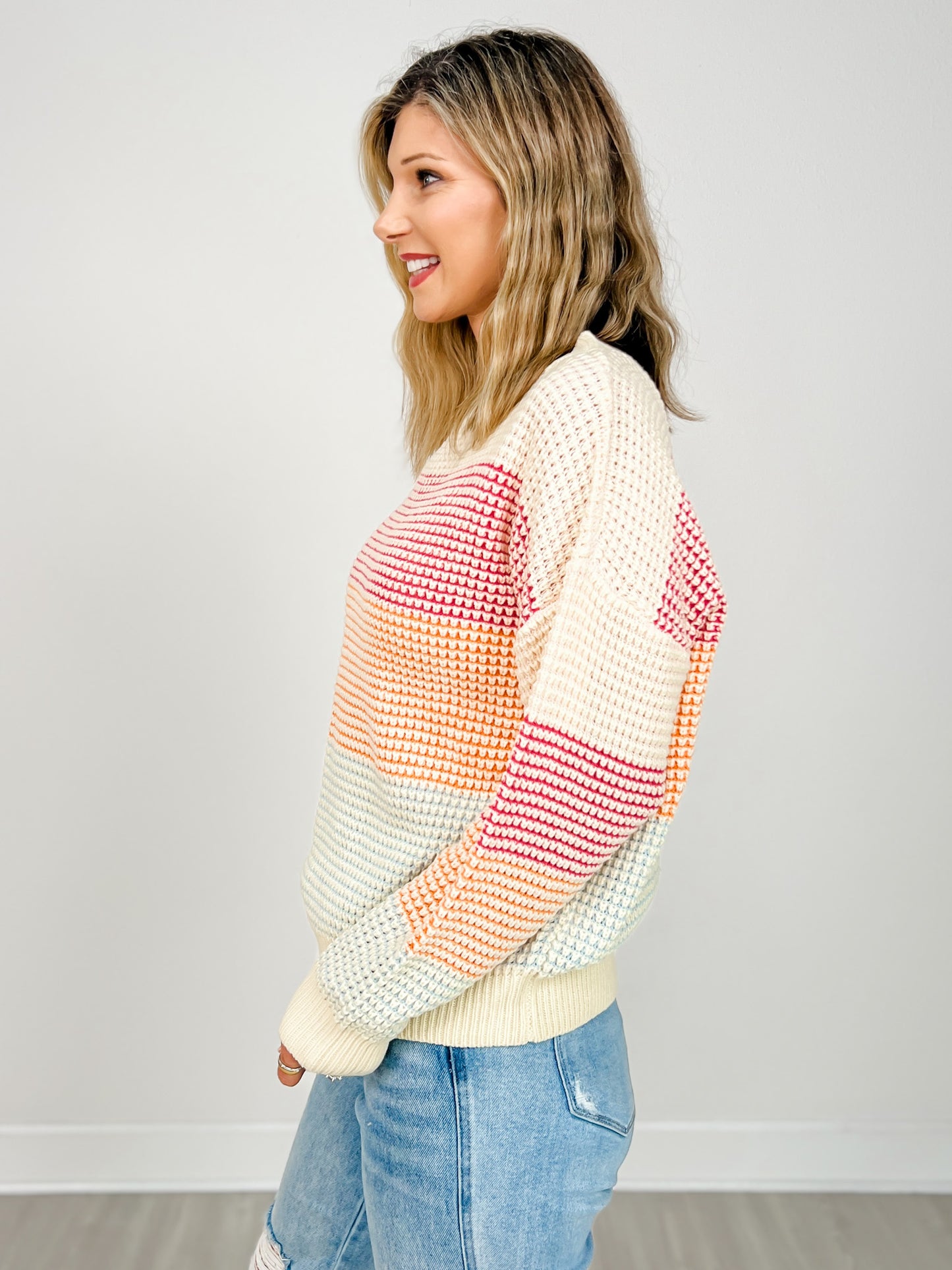 Loose Fit Multi Color Block Sweater Top