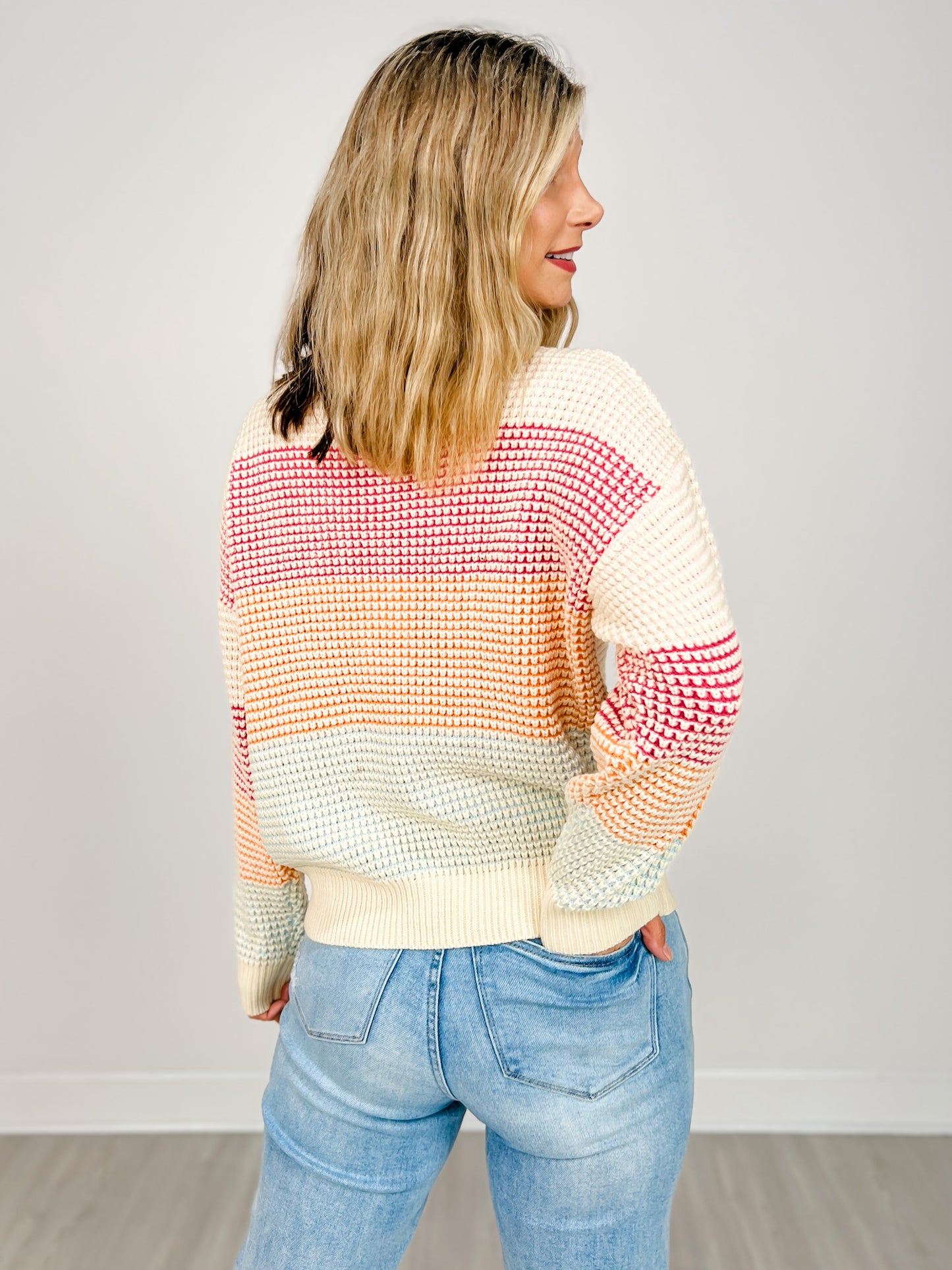 Loose Fit Multi Color Block Sweater Top