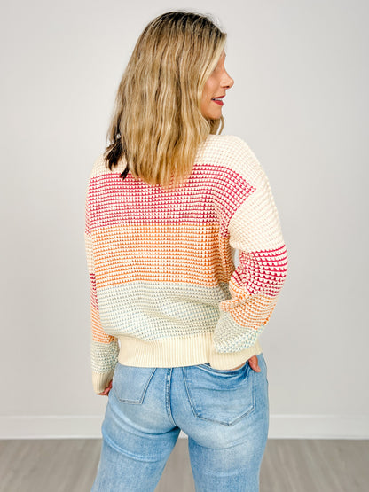 Loose Fit Multi Color Block Sweater Top