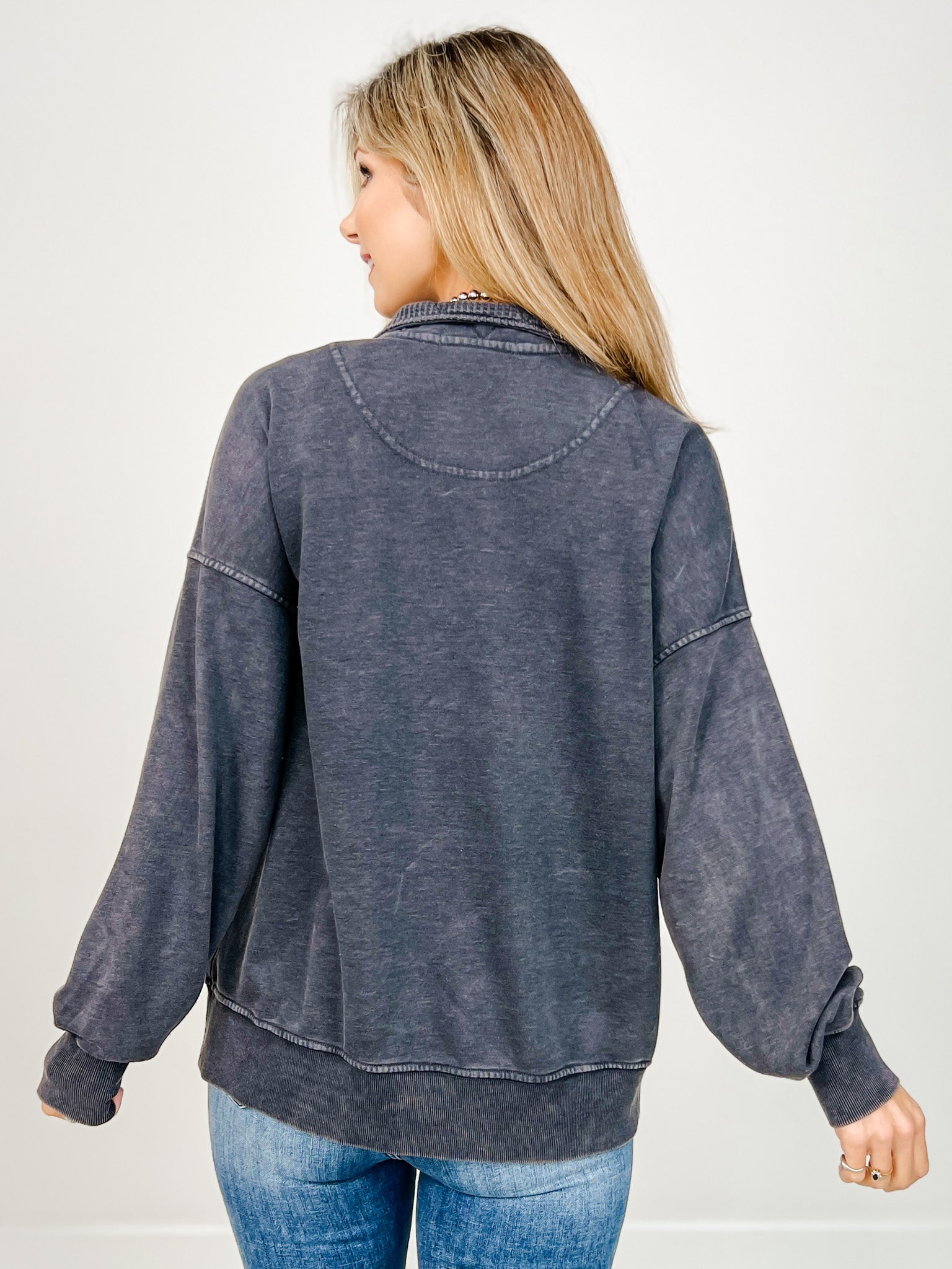 French Terry Quarter Sleeve Snap Sweatshirt