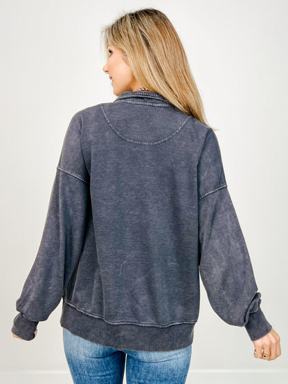 French Terry Quarter Sleeve Snap Sweatshirt