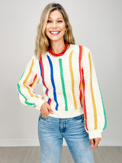 Pointed Striped Sweater Top