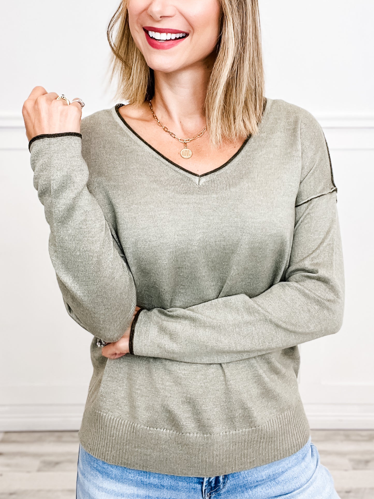 Cashmere Like V-Neck Pullover Sweater