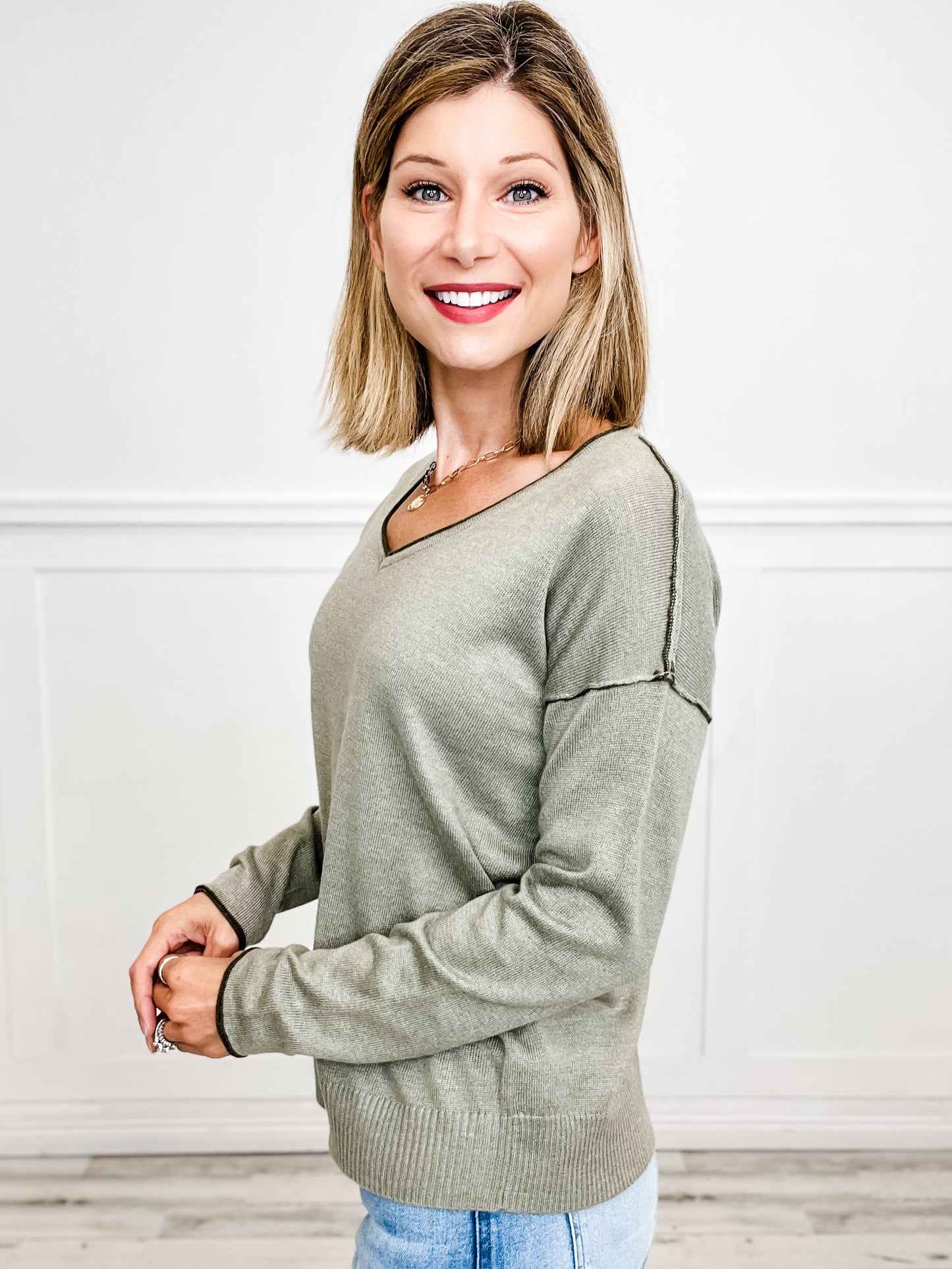 Cashmere Like V-Neck Pullover Sweater