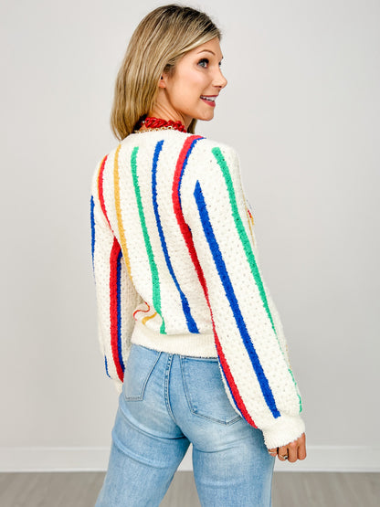 Pointed Striped Sweater Top