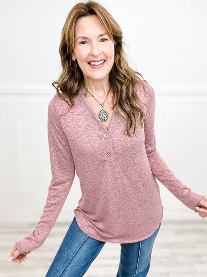 Guilty Slub Knit Henley Button Top