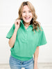 Give Me All Your Love Short Sleeve Collared Top with Snap Button Neckline-Group A
