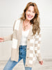 Checkered Pattern Luxury Soft Cardigan with Button Closure