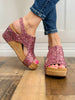 Corkys Carley Wedge Shoes in Mixed Berry Glitter