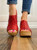 Corkys Carley Wedge Shoes in Red Glitter